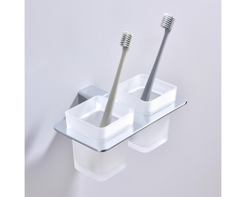 Стакан для зубных щеток с держателем Raglo R301.08 двойной,хром