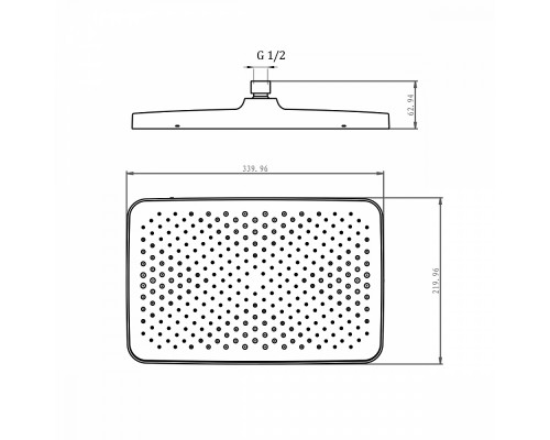 Лейка душевая верхняя Raglo R451.52 тропический душ 340*220мм пластик/силикон, хром