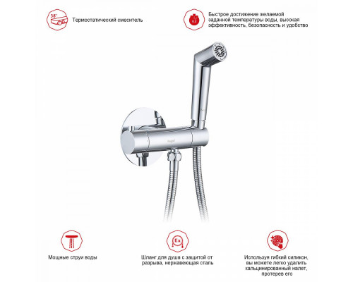 Смеситель Raglo R23.56 с гигиеническим душем встраиваемый с темостатом , хром