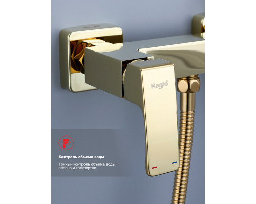 Смеситель Raglo R01.51.23 с гигиеническим душем настенный , золото