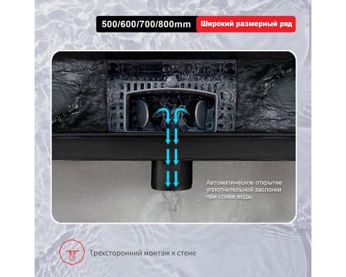 Душевой трап Raglo R650.70.06 700мм, нержавеющая сталь, черный