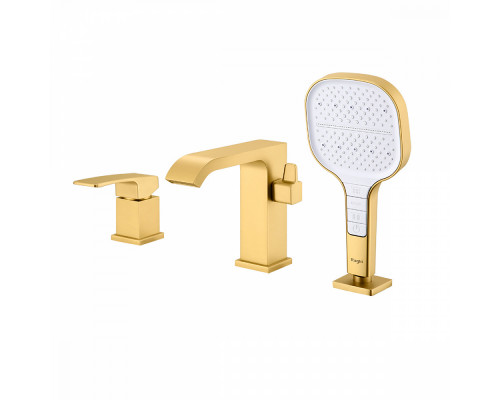 Смеситель Raglo R02.31.03 на борт ванны врезной монолитный, сатин золотой