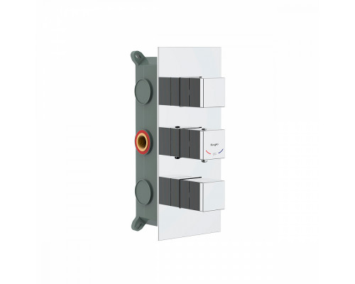 Смеситель Raglo R02.263 для ванны и душа встраиваемый с термостатом на 3 режима, хром