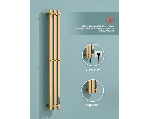 Полотенцесушитель электрический RAGLO R350.17.03 настенный сенсорный узкий с терморегулятором , сатин золотой