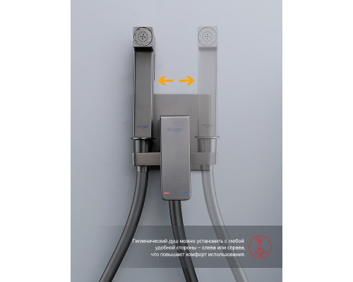 Смеситель Raglo R02.54.09 с гигиеническим душем встраиваемый , графит