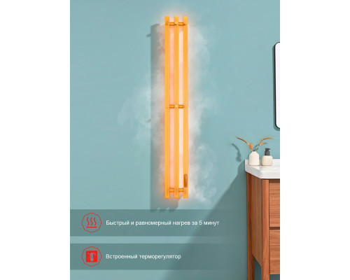 Полотенцесушитель электрический RAGLO R350.17.03 настенный сенсорный узкий с терморегулятором , сатин золотой