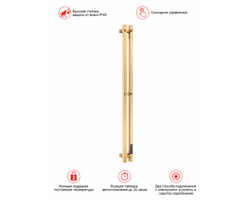 Полотенцесушитель электрический RAGLO R350.12.03 настенный сенсорный узкий с терморегулятором , сатин золотой