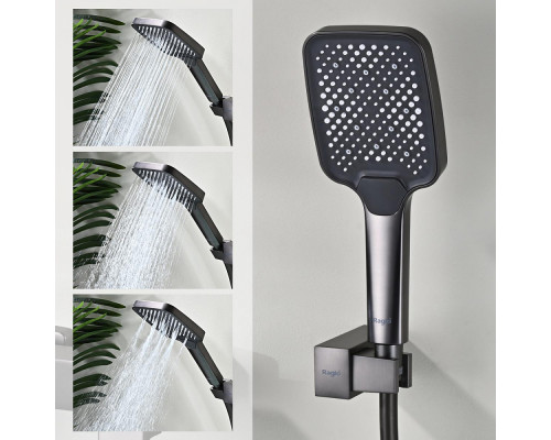 Смеситель Raglo R01.30.09 для ванны и душа настенный излив поворотный 15 см, графит