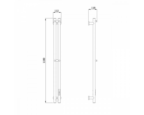 Полотенцесушитель электрический RAGLO R350.11.03 настенный сенсорный узкий с терморегулятором , сатин золотой