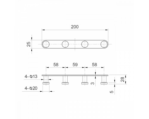 Крючок для полотенец Raglo R300.054.06 четверной,черный
