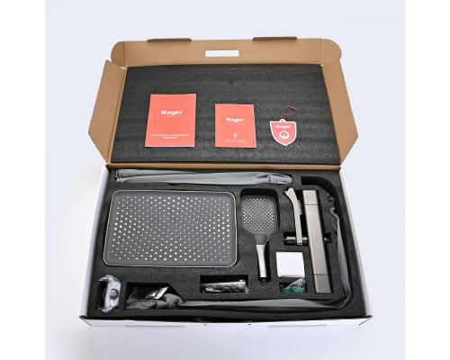 Душевая система Raglo R01.26.09 для ванны и душа с термостатом излив поворотный 15 см, графит