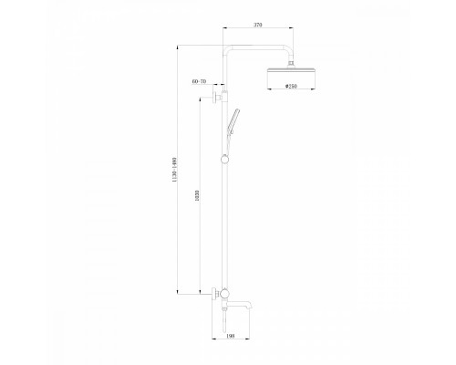Душевая система Raglo R20.26 для ванны и душа с термостатом излив поворотный 15 см, хром