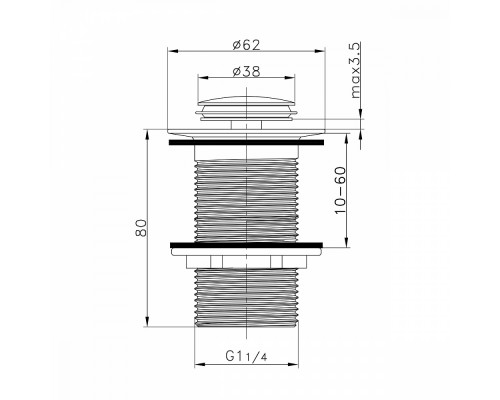 Донный клапан для раковины Raglo R600.04 без перелива (клик-клак), латунь, хром