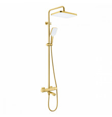 Душевая система Raglo R01.26.03 для ванны и душа с термостатом излив поворотный 15 см, сатин золотой
