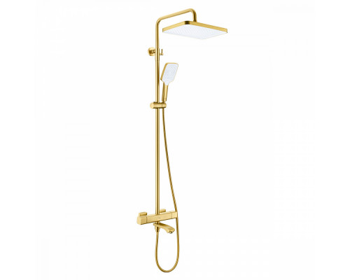 Душевая система Raglo R01.26.03 для ванны и душа с термостатом излив поворотный 15 см, сатин золотой
