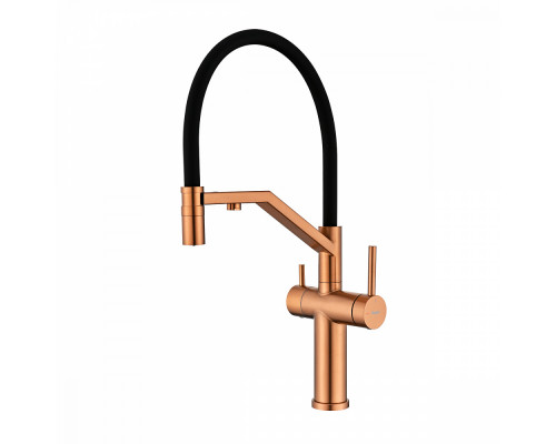 Смеситель Raglo R20.62.33 для кухни с подключением к фильтру съёмный гибкий излив с магнитным фиксатором, матовая медь