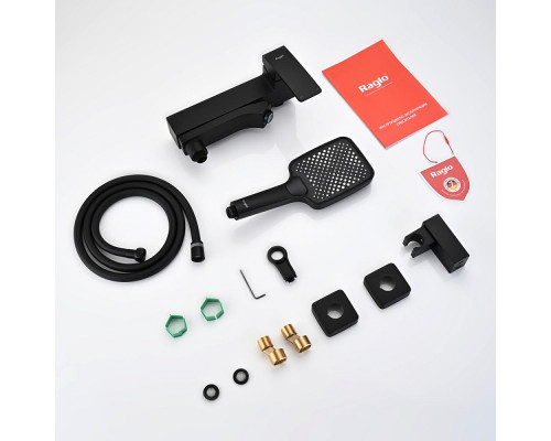 Смеситель Raglo R01.30.06 для ванны и душа настенный излив поворотный 15 см, черный