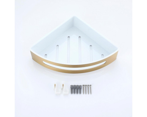 Полка для ванны и душа Raglo R340.01.03 угловая с крючками,сатин золотой