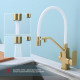 Смеситель Raglo R85.62.03 для кухни с подключением к фильтру съёмный гибкий излив с магнитным фиксатором, сатин золотой