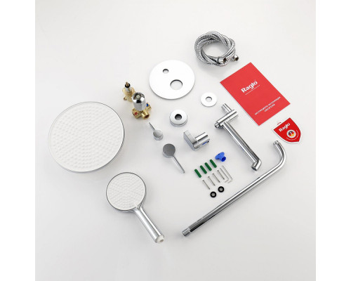 Душевая система Raglo R20.27 для ванны и душа встраиваемая на 3 режима излив поворотный 20 см, хром