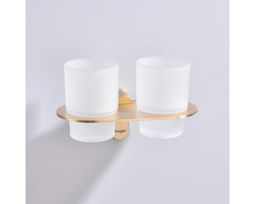 Стакан для зубных щеток с держателем Raglo R300.08.03 двойной,сатин золотой
