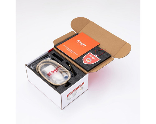 Смеситель Raglo R51.55.03 с гигиеническим душем встраиваемый с полкой и держателем бумаги, сатин золотой