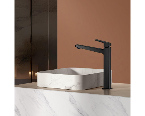 Смеситель Raglo R30.15.06 для раковины высокий монолитный, черный