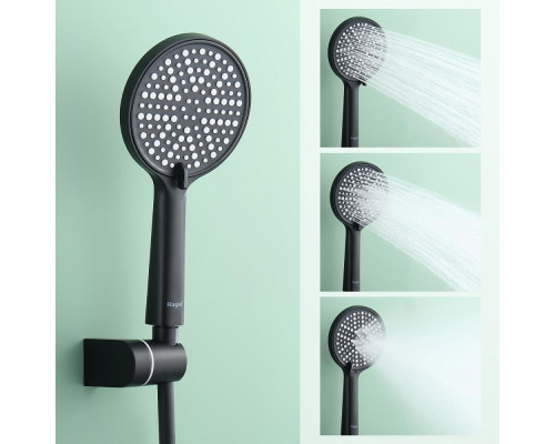 Душевая система Raglo R20.27.06 для ванны и душа встраиваемая на 3 режима излив поворотный 20 см, черный