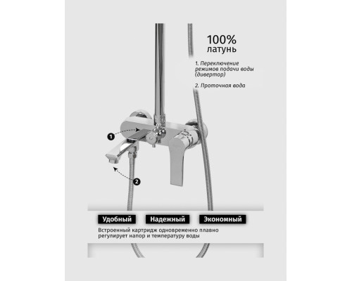 Душевая система с тропическим душем Vivi Felice 8060 хром