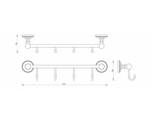 Крючок для ванной 4-й Vivi Felice N 1017 хром