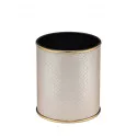 Ведро для мусора 6л открытое Geralis M-PLG1-S PUNTO бежевое, кант золото, внутренний цвет черный