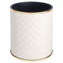 Ведро для мусора 6л открытое Geralis M-SWG1-S, Ромб стежка, белый, кант золото, внутренний цвет черный