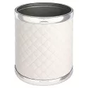 Ведро для мусора 6л открытое Geralis M-SWH2-S Ромб стежка, белое, кант хром, внутренний цвет необработанный хром