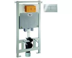 Инсталляция для унитаза OLI 80 Slim 300572mSl00 с кнопкой смыва, хром