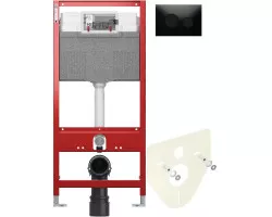 Инсталляция для унитаза Tece TECEloop 9300302 + 9200010 + 9380014 + 9240657 с кнопкой смыва, черный