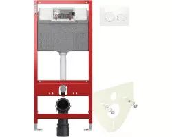 Инсталляция для унитаза Tece TECEloop 9300302 + 9200010 + 9380014 + 9240600 с кнопкой смыва, белый