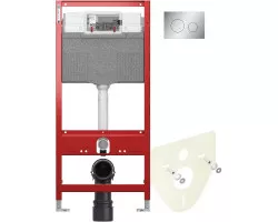 Инсталляция для унитаза Tece TECEloop 9300302 + 9200010 + 9380014 + 9240625 с кнопкой смыва, матовый хром