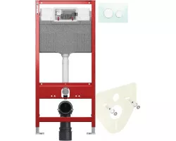 Инсталляция для унитаза Tece TECEloop 9300302 + 9200010 + 9380014 + 9240651 с кнопкой смыва, мятный зеленый\/белый