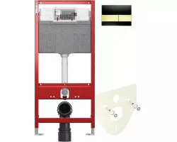 Инсталляция для унитаза Tece TECEsquare 9300302 + 9200010 + 9380014 + 9240808 с кнопкой смыва, черный\/золото