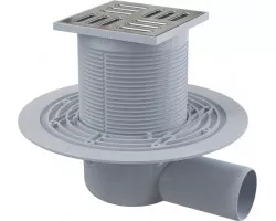 Душевой трап AlcaPlast APV1311 105x105\/50 мм, с решеткой, перфорированный, хром