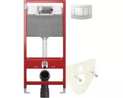 Инсталляция для унитаза Tece TECEambia 9300302 + 9200010 + 9380014 + 9240200 с кнопкой смыва, белый