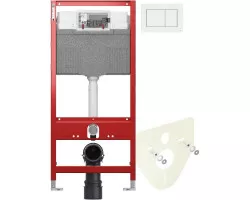 Инсталляция для унитаза Tece TECEnow 9300302 + 9200010 + 9380014 + 9240400 с кнопкой смыва, белый глянец