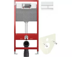 Инсталляция для унитаза Tece TECEsquare 9300302 + 9200010 + 9380014 + 9240800 с кнопкой смыва, белый