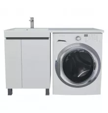 Тумба под стиральную машину Uperwood Magenta, 50 см, напольная, белая/графит, с дверцами