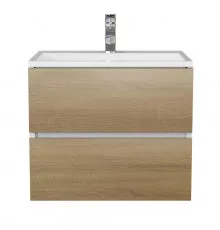 Тумба с раковиной для ванной Uperwood Barsa 60 см, раковина белая, подвесная тумба белая/дуб сонома