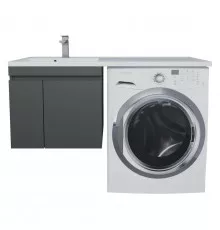 Тумба под стиральную машину с раковиной Uperwood Magenta 60/120 см, подвесная, черная, с дверцами, левая
