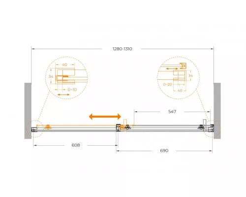Душевая дверь CEZARES PLANE-BF-1-130-C-CR, 130х195, профиль хром глянцевый, стекло прозрачное