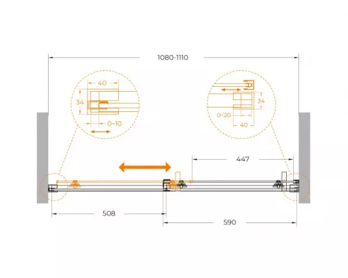 Душевая дверь CEZARES PLANE-BF-1-110-C-IN, 110х195, профиль сатин матовый, стекло прозрачное