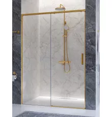 Душевая дверь CEZARES PLANE-BF-1-140-C-BORO, 140х195, профиль брашированное золото, стекло прозрачное