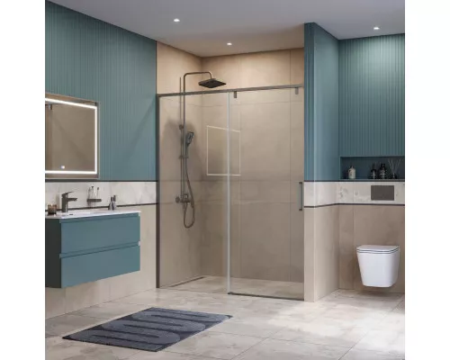 Душевая дверь в нишу BelBagno SOFT_CLOSE-1-BF-1-160-C-GM профиль оружейная сталь, стекло прозрачное